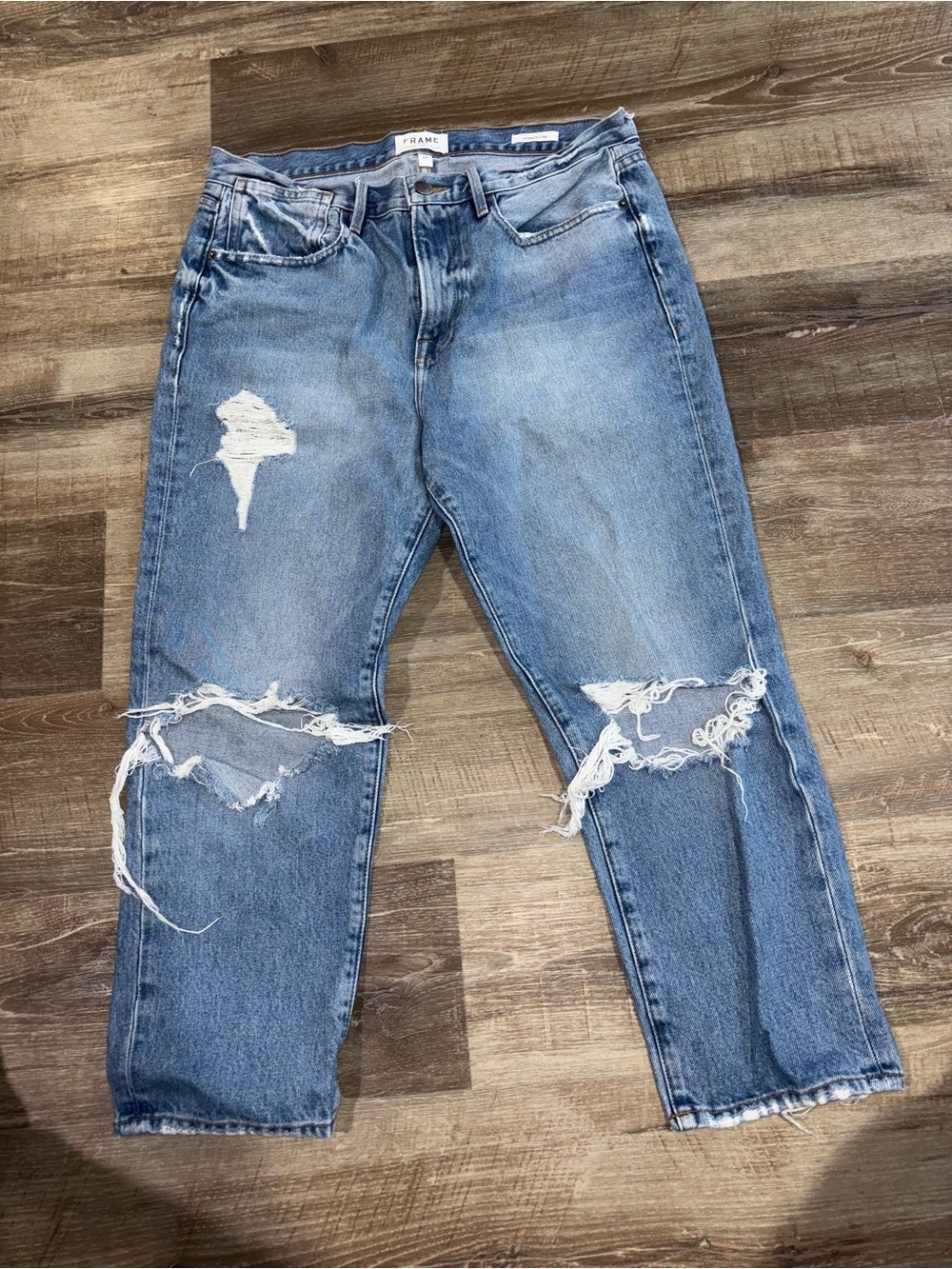Frame Denim Light Blue High-Rise Crop Jeans